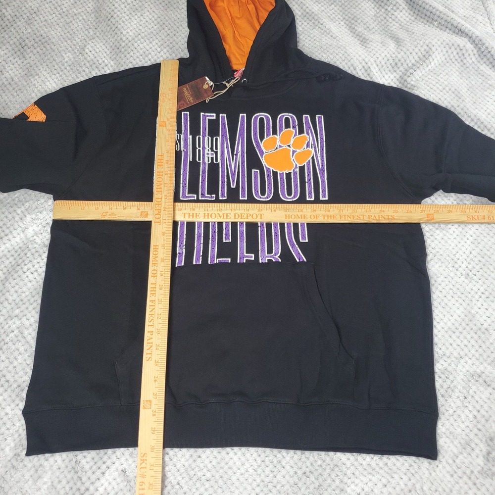 Mitchell & Ness Clemson Tigers Fleece Hoodie Mens 2XL Black NCAA Football New - Picture 13 of 14